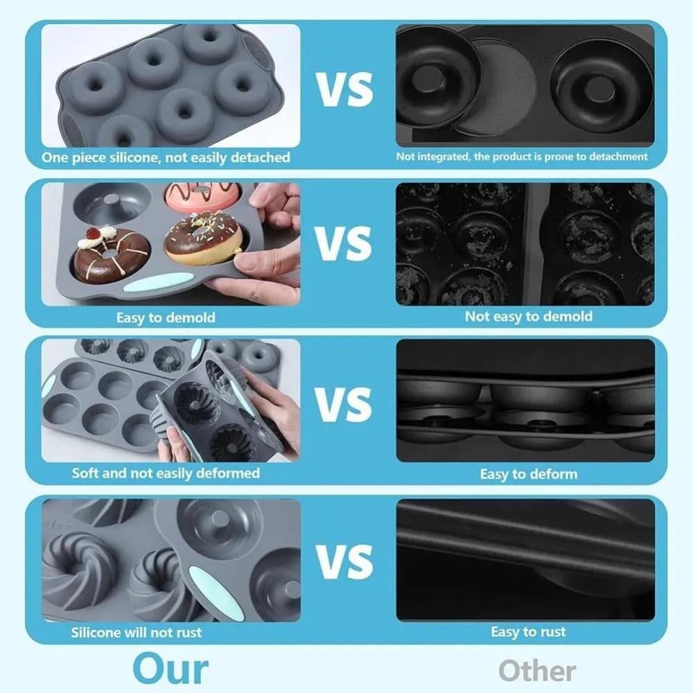 Reusable Baking Tray 6 Hole Muffin Cake Mould New Silicone Donut Mold  Ice Cube Making