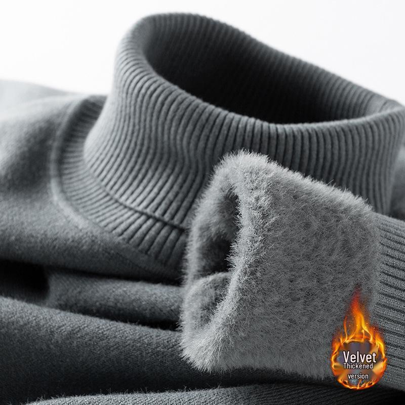 Men's High Neck Velvet-Lined Winter Sweater