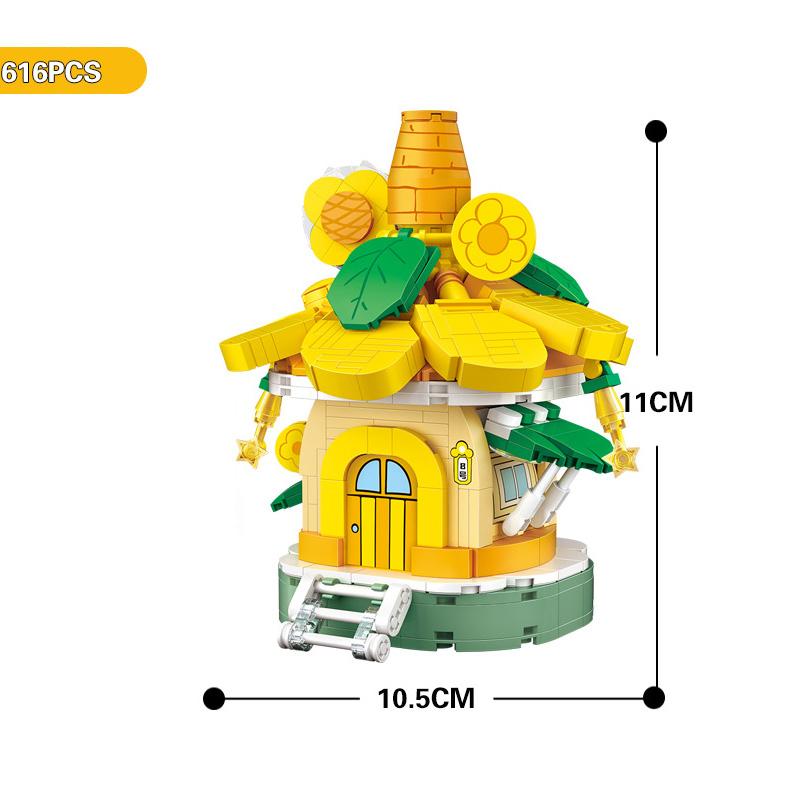 

Creative Fairy Tale Street View Small Block Sunflower Room Mushroom House Construction Blocks Figures Construction Plaything For Kids Gift