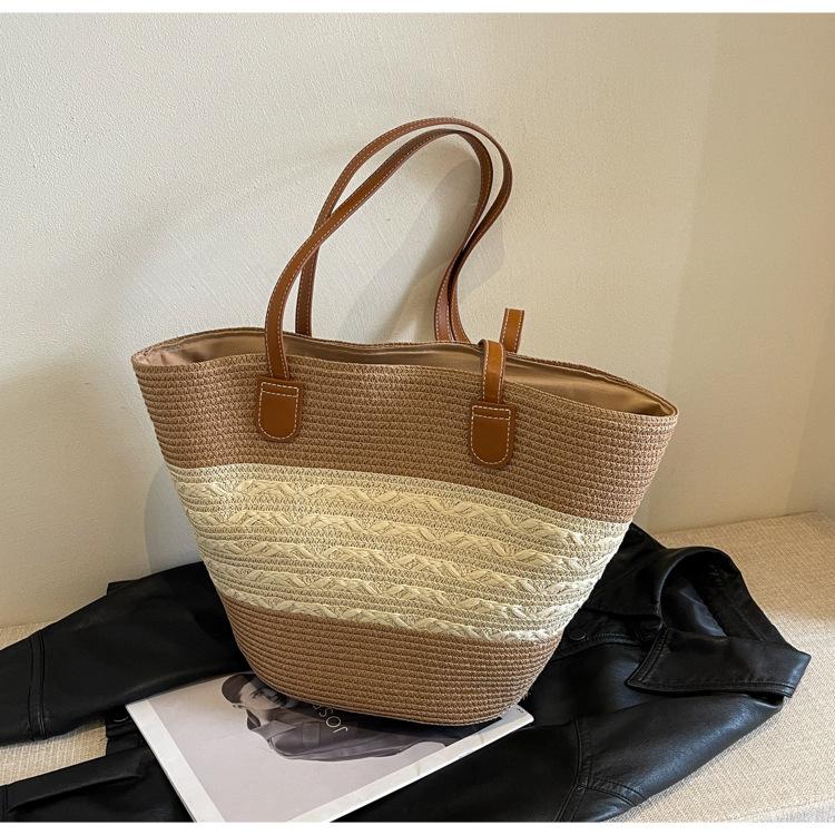 

Straw large-capacity women s handbag multi-compartment zipper bag urban simple messenger shoulder bag покинуть белый