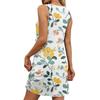 Women's Casual Retro Illustration Flower Print U-Neck Vest Dress With Side Pockets