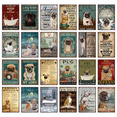 [ WellCraft ] Pet Friend Pug Boxer Dog Life Rules Tin Bath Soap  Metal Signs Posters Vintage Wall Plaque Custom Pub Decor WX-29