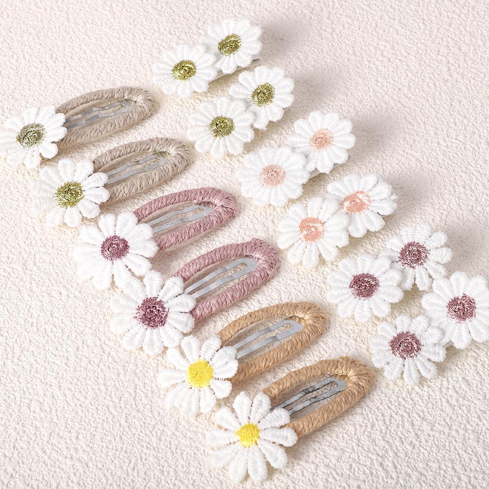 1/2/5 set Ins Daisy Flower Hair Clips Baby Girl Hairpins for Kids Lace White Barette Princess Hooks Infant Accessories Korean