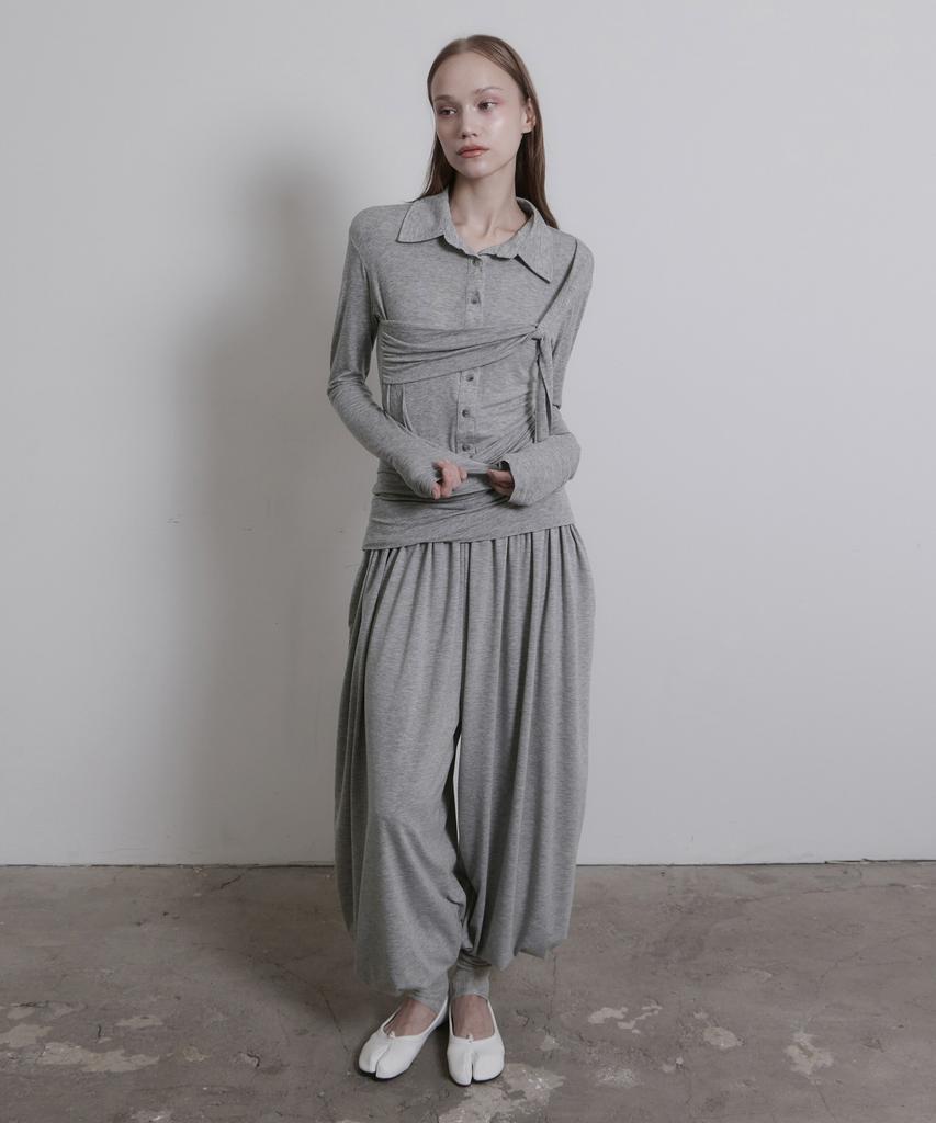 JINJUSE Knot Veil Top [Melange Gray]