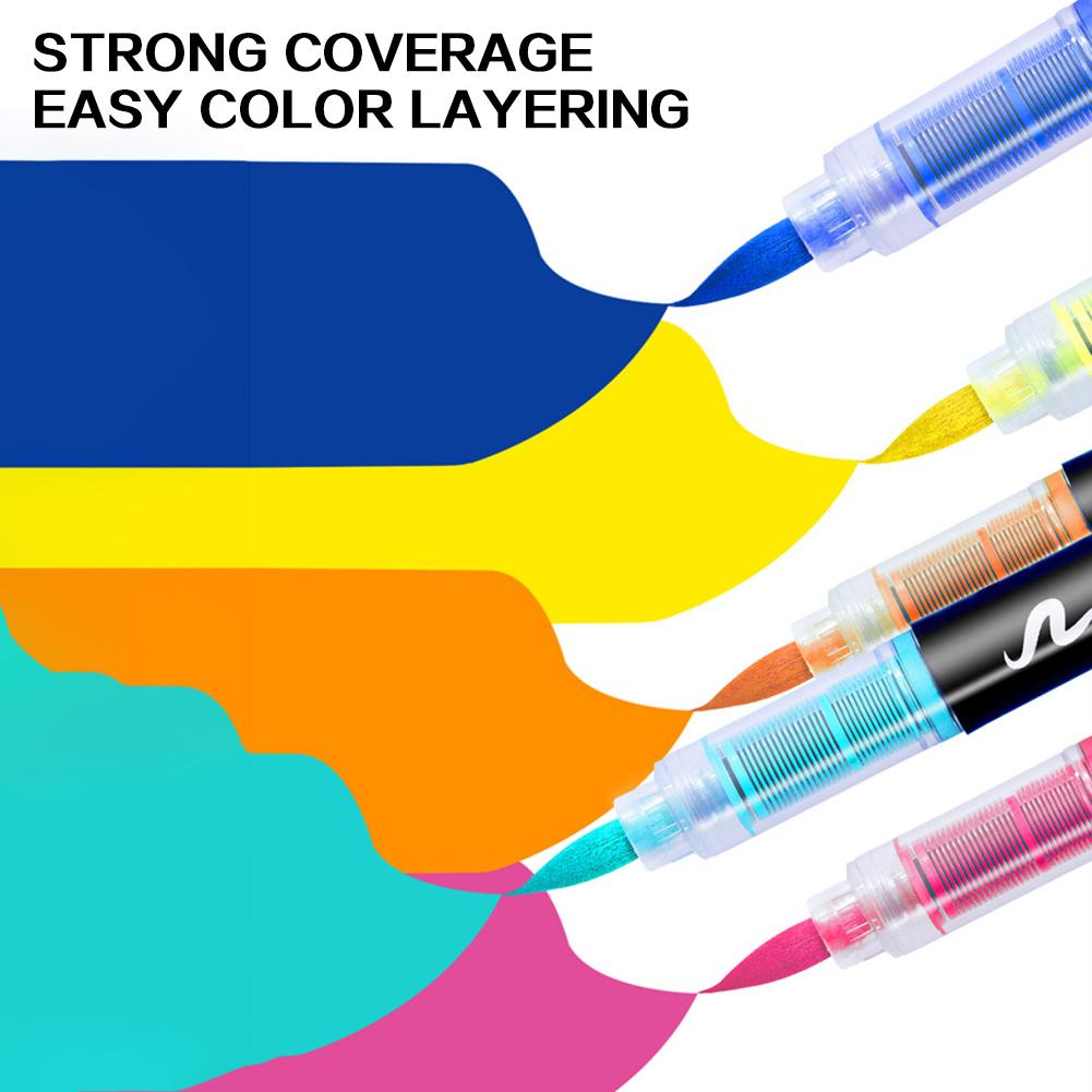12/24Colors Acrylic Paint Markers,Soft Brush Tip Painting Pens for Stone Glass ,Straight Liquid Acrylic Markers for Art Supplies