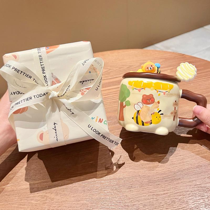 Creative Cute Little Bear Ceramic Mug for Birthday Gift for Sisters and Girlfriends