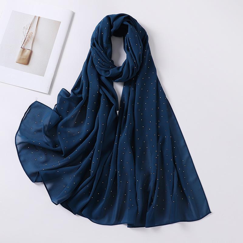 Imitation Pearls Rhinestones Scarves Shawls Women Long Scarf Neckerchief Tudung Bawal Veil Turban Bandana Muslim Hijab Headscarf