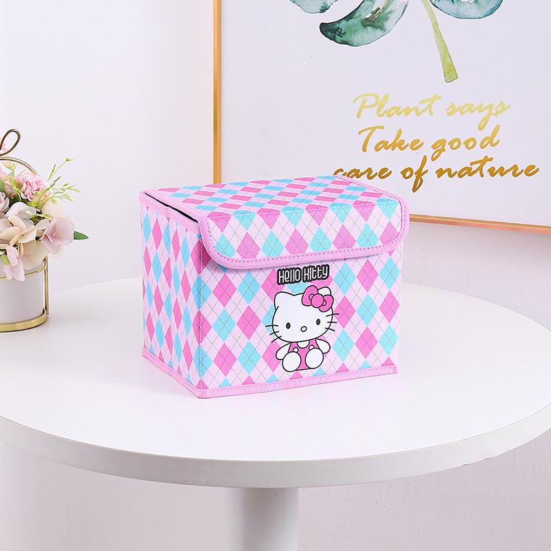 Hello Kitty Kuromi Cinnamoroll Melody Gittermuster Faltbare Klapp-Aufbewahrungsbox für Büro und Schlafzimmer