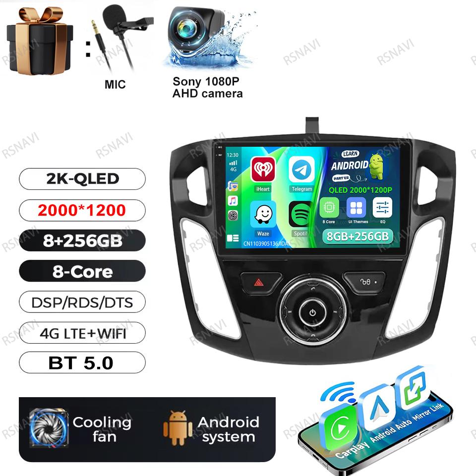 Car Radio Android 16 For Ford Focus 3 Mk 3 2011 2012 2013 2014 2015-2019 GPS 5G WIFI Wireless Carplay Auto Viedo Player 4G LTE