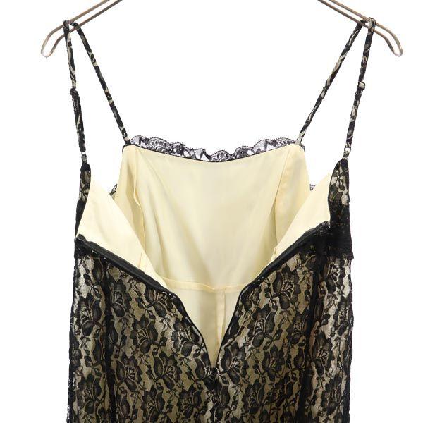 unused GRAND TABLE Floral race Cami one piece M Black Back zip Women Used