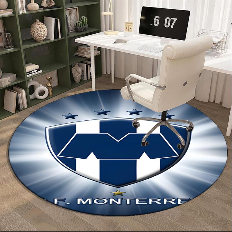 1PC round rug Monter-rey Football Crest Art Printed Round Area Rug ,Rug For Home Office, Round Chair Rug, Decorative Carpet Fan gifts Christmas gift