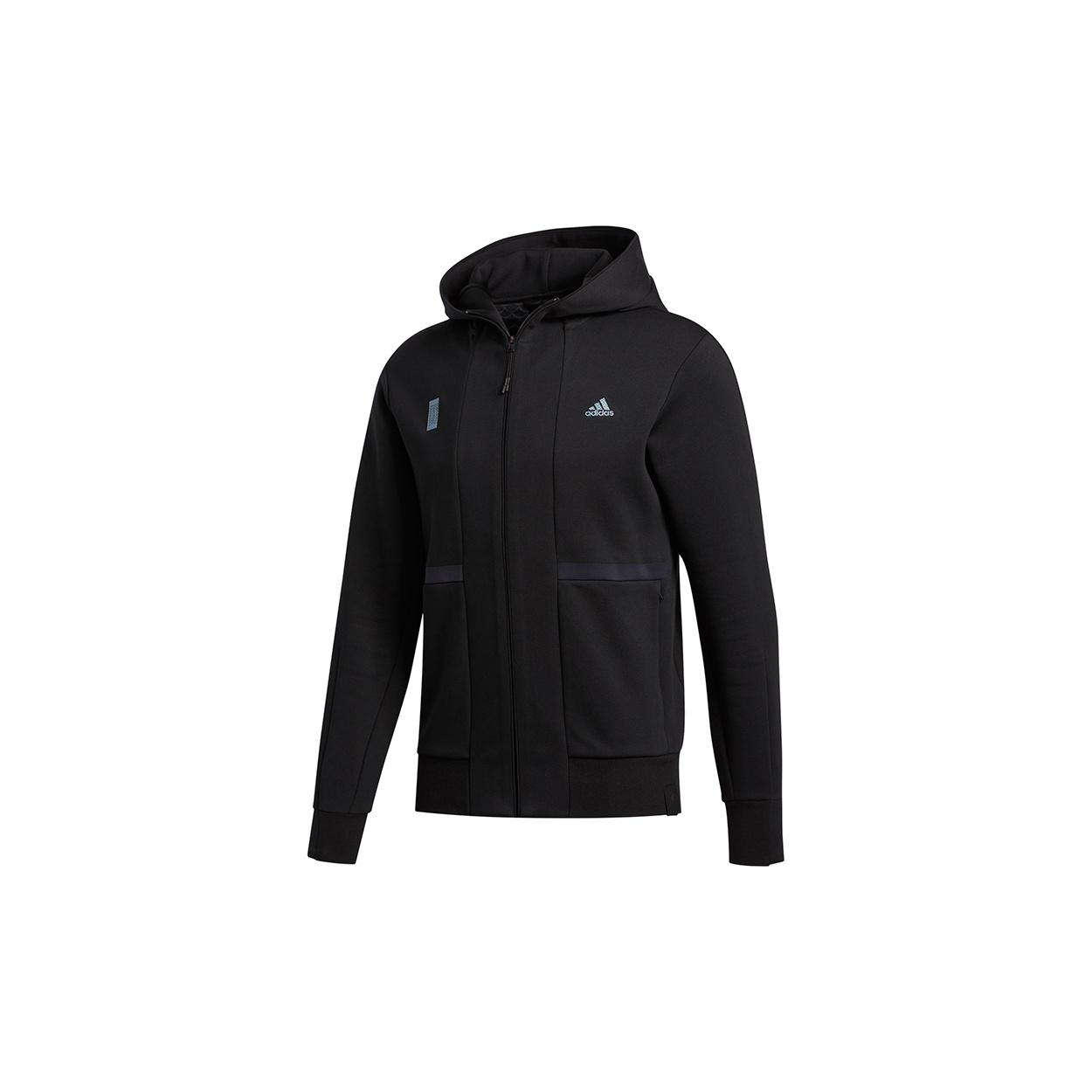 adidas Wj Htt Solid Color hooded Zipper Woven Jacket Black Men s FU6254 XL