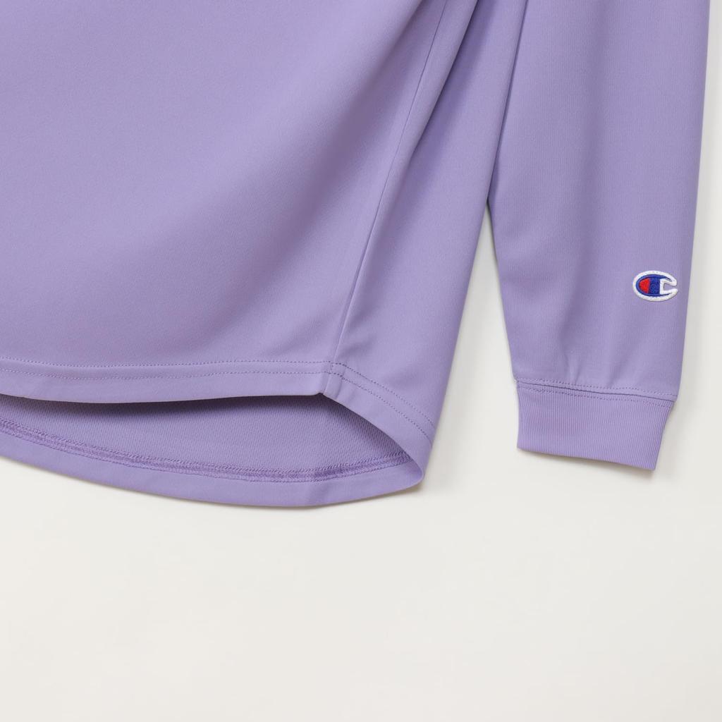 Champion Basketball Light Long Round Odor with Graphic Logo Print Women's T-Shirt, Purple, CW-AB427, Sleeve, Neck, Antibacterial, Resistant,