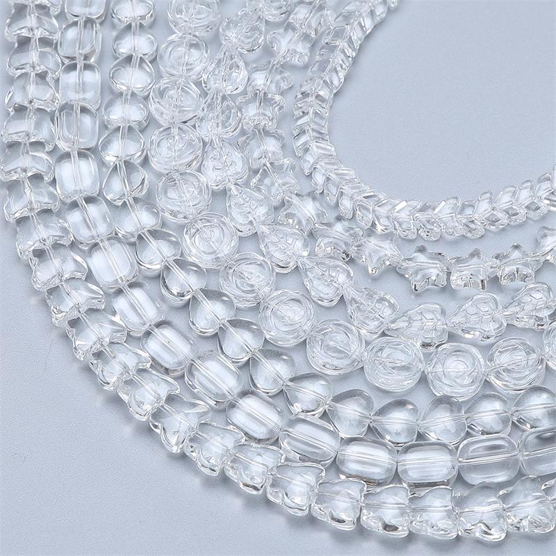 20pcs/bag Special-Shaped Glass Transparent Beads DIY Bracelet Necklace Earrings Jewelry Accessories
