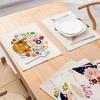 Easter meal mat, cartoon rabbit kitchen insulation coaster, heat-resistant cotton and linen Western style mat home decor
