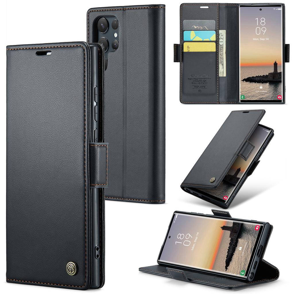 S24 Ultra Case for Samsung S25 Ultra S23 Case Samsung Galaxy S22 S21 Note10 20 Herder Luxury Business Leather Wallet Flip Cover