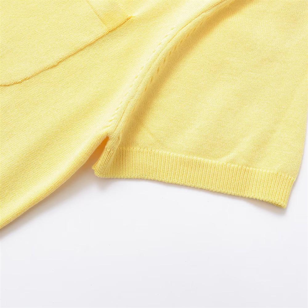 2025 Spring Women's POLO Collar Short-Sleeve Knit Pullover with Pocket