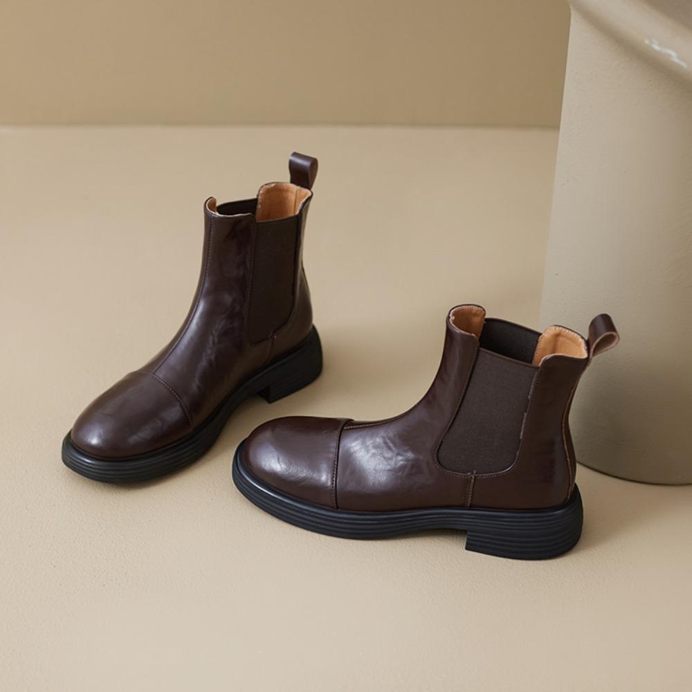 Women's Ankle Boots 2026 New Autumn and Winter British Retro Leather Short Boots Women Spring and Autumn Bare Boots Woman
