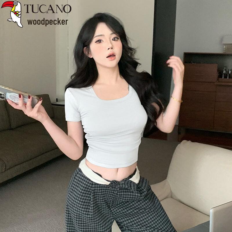 

Women s Slim Fit Ribbed Square Neck Short Sleeve T-Shirt 2XL