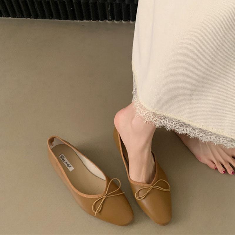 Mode Damen Slipper Flache Schuhe Bootsschuhe für Damen Neu 2025 Schleife Mode Runde Zehenpartie Damen Flats Schuhe Pantoletten