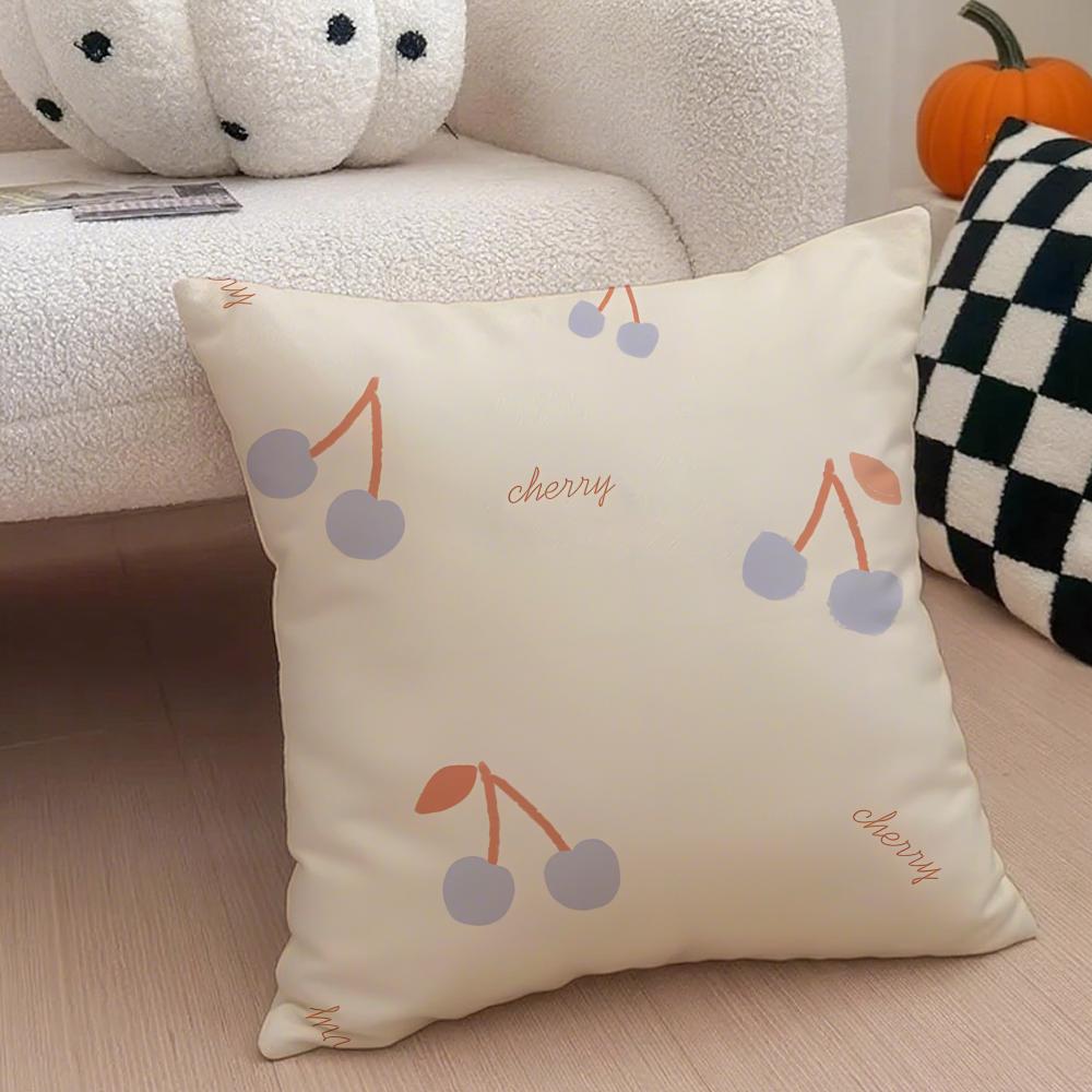 Hand-Painted Cherries Cushion Cover Linen Pillow Case Soft Breathable Protective Couch Room Decoration
