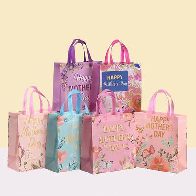 12/30pcs Mothers Day Gift Tote Bags Printed Non Woven Shopping Bags Party Favor Gift Packaging Bags
