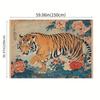 2D Traditional Japanese Tiger Tapestry Floral Peony Wall Hanging