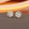 2025 Zircon Snowflake Earrings Women'S Ear Hole Earrings Design Sense Premium Threaded Temperament Ear Jewelry