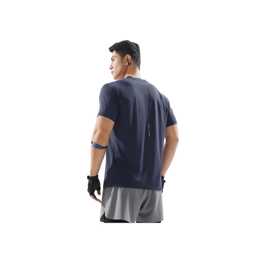 Li-Ning Plain Minimalist Sports Casual Round Neck Pullover Short Sleeve T-Shirt Men Tops Ink-Blue ATSV071-6