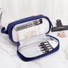Simple Oxford Cloth Pencil Bag Double-layer Multifunctional Stationery Bag Portable Large Capacity Pen Case Gift
