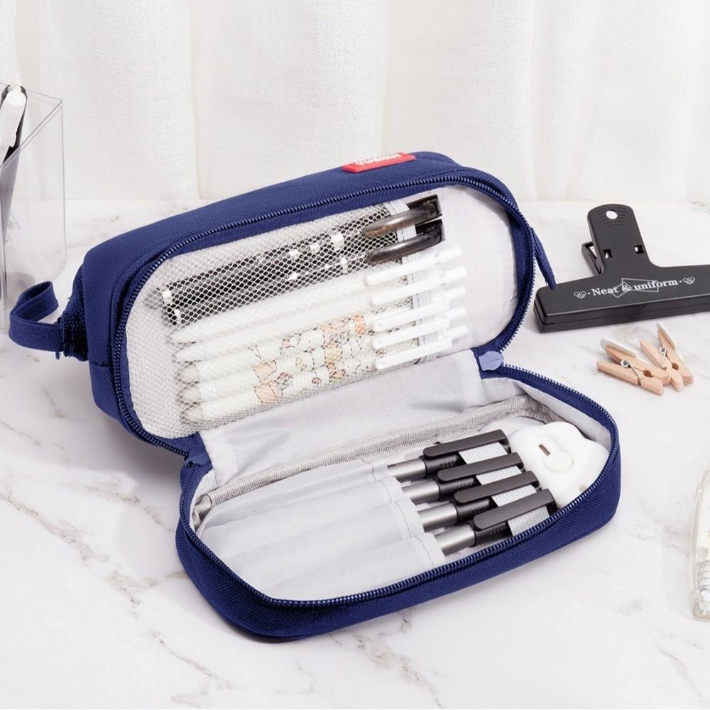 Simple Oxford Cloth Pencil Bag Double-layer Multifunctional Stationery Bag Portable Large Capacity Pen Case Gift