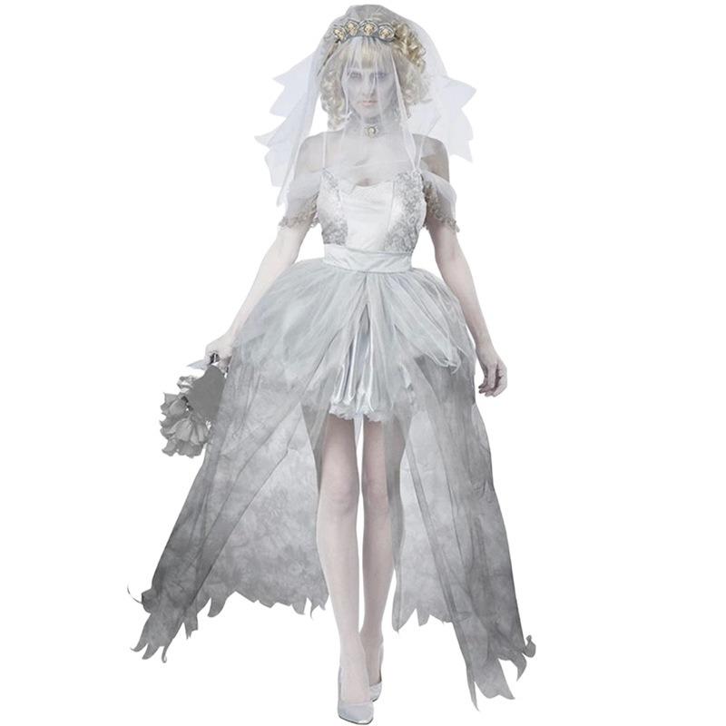 Halloween costume black cape ghost bride vampire bad witch