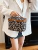 Chic Leopard Print Makeup Bag for Women, Large Capacity, Professional Storage, Aesthetic Travel Handbag