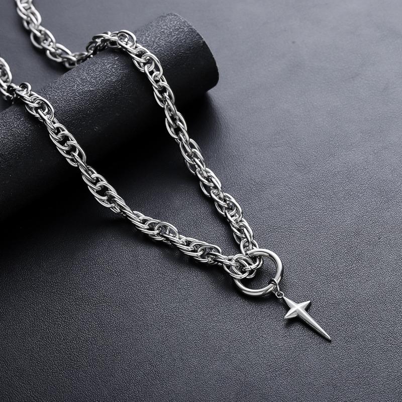 

Meier Titanium steel twisted necklace - men s trendy fashion punk niche minimalist style, non-fading jewelry for women gift box style
