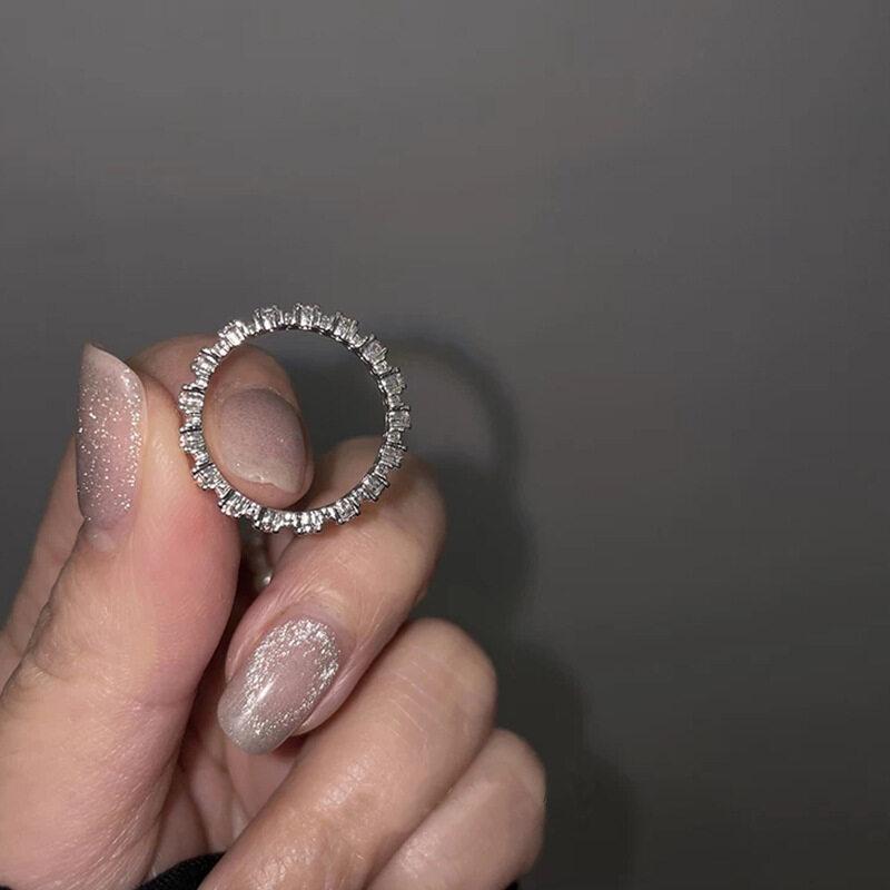 Inel cu zircon Inele de oțel inoxidabil cu zirconiu clasic Moda de lux Femei Inele cu personalitate Fete Norocoase Cadouri pentru petrecere de nuntă