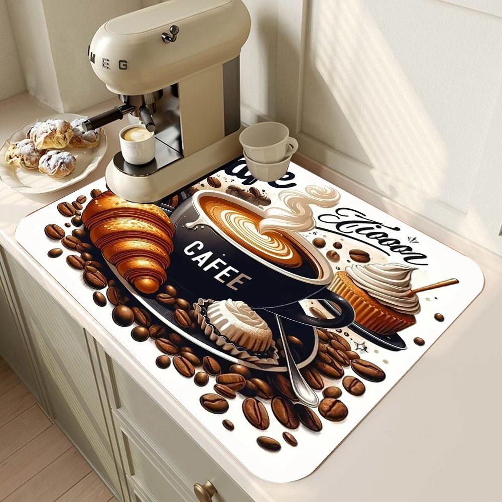 Coffee Cup Drying Mat Non-slip Absorbent Mat Diatoms Tableware Kitchen Counter Drain Mat Coffee Bar Drain Mat