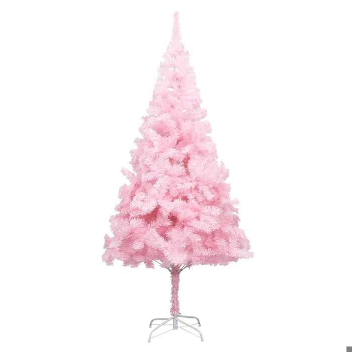 Maison Exclusive - Arbre de Noël artificiel pré-éclairé et boules rose 210 cm PVC