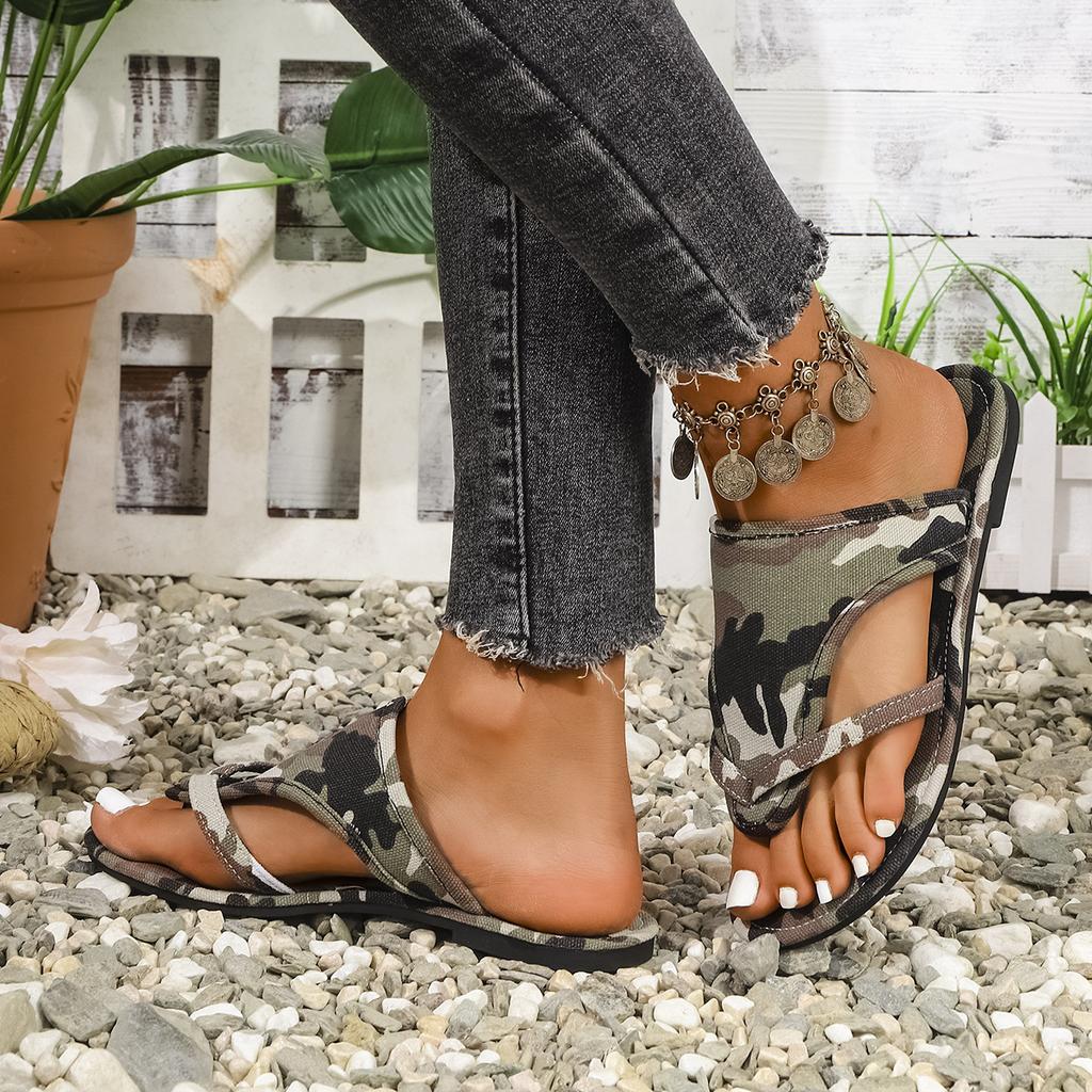 Fashion Women Slippers Ethnic Style Flat Bottom Slippers Printed Roman Style Sandals Summer New Comfortable Shoes Women Slides Women