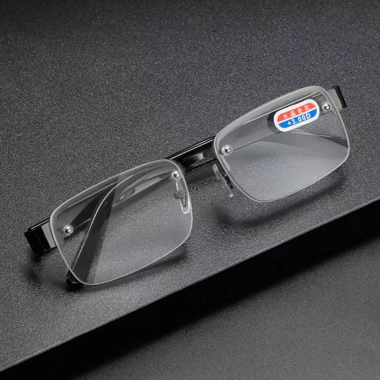 Fashion Round and Square Crystal Frame Reading Glasses Men's HD Lens Presbyopia Eyeglasses Retro Anti Fatigue Eyewear +2.0+3.0