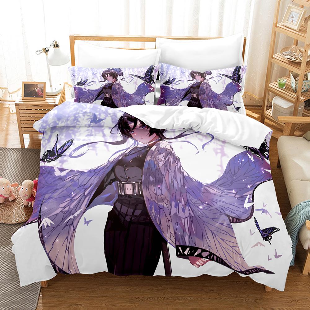 3D Print Kochou Shinobu With Bed Linen Anime Demon Slayer Bedding Collection 200X200 Teens Boys Twin Single Queen King Full Duvet Cover Collections