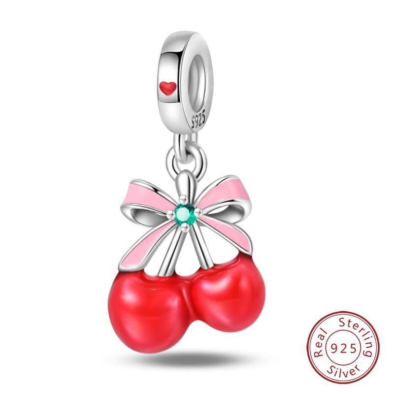 100% 925 Sterling Silver Red Color Series Heart Shape Charms Beads Fit Qikaola 925 Bracelets Lucky Jewelry Gifts
