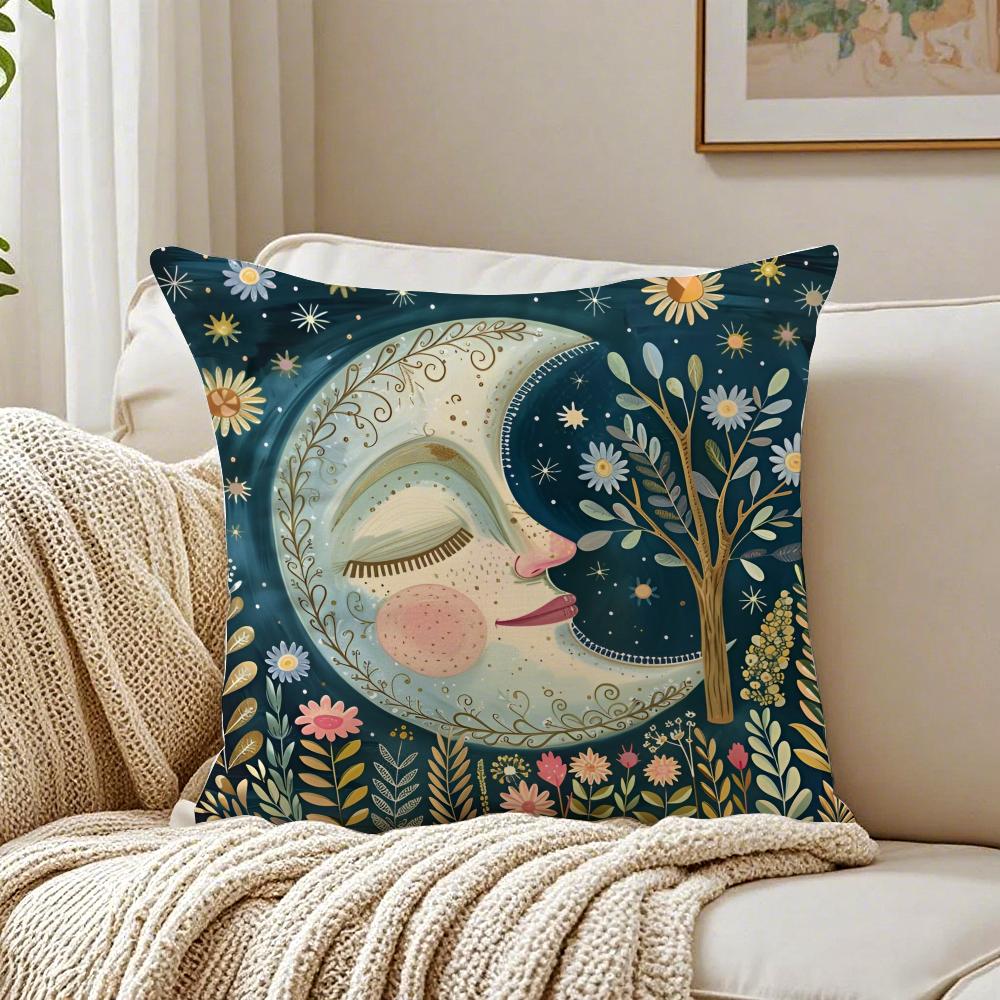 Line Art Midsummer Day Print Beautiful Art Cushion Cover Linen Pillowcase Soft  for Sofa Bed Home Room Decor