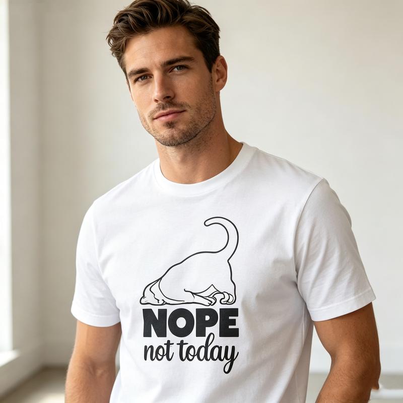 Funny Cat Lover Unisex Cotton T Shirt Nope Not Today Streetwear Summer Tops Oversized T Shirt Y2k Top Harajuku