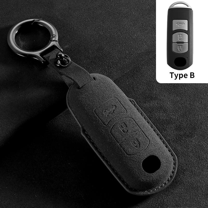

2/3 Buttons Car Remote Key Case Cover Shell For Mazda 2 3 6 Axela Atenza Cx-5 Cx5 Cx-3 Cx-7 Cx8 Cx-9 Suede Car Keyring Keychain