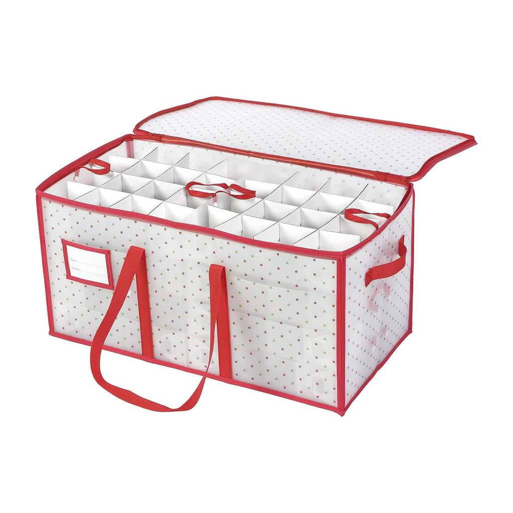 Plastic Christmas Ornament Storage Box with Dual Zipper Closure Box Contributes Slots for 128 Holiday Ornaments 3 Inch Keeps128 Xmas Holiday Ornaments