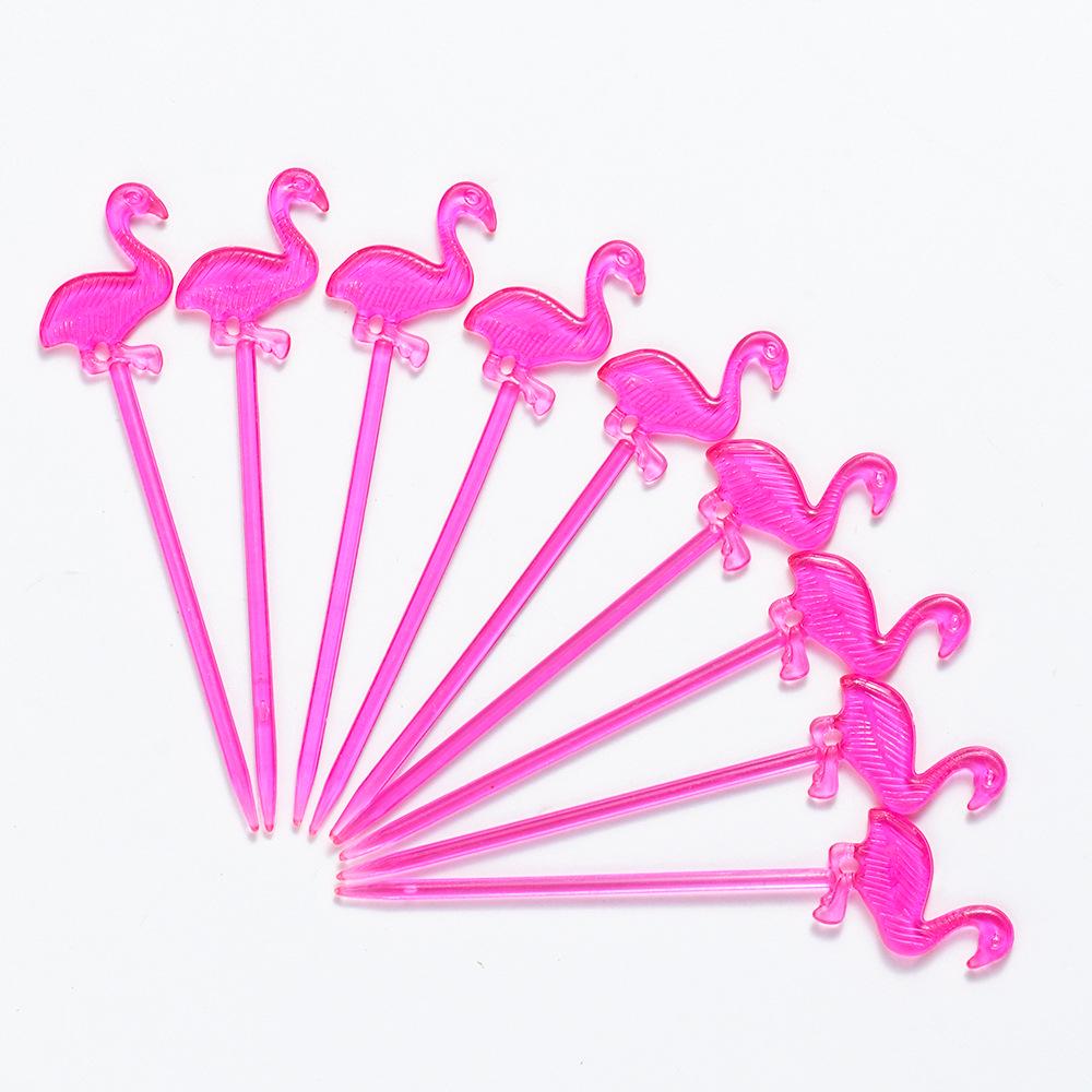 Flamingo Fruit Pick Forks - Reusable Plastic Pastry & Fruit Needles