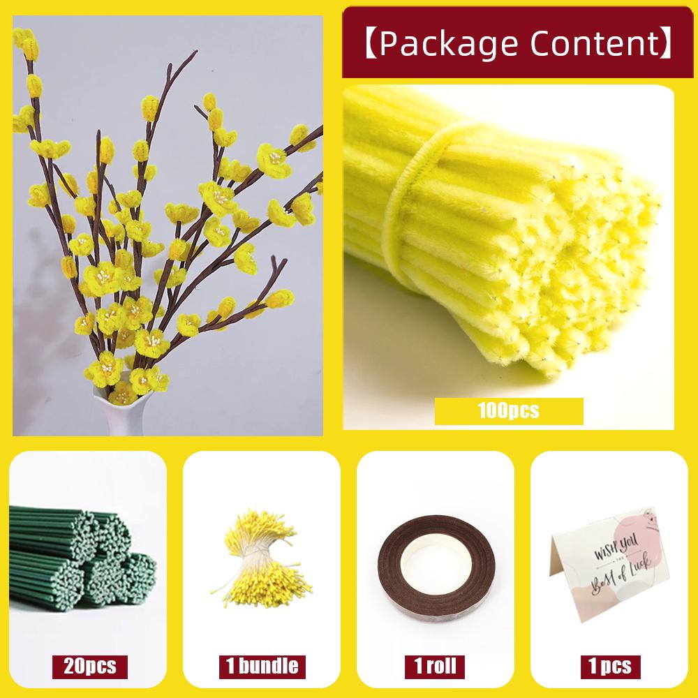 Handmade pipe cleaner Plum blossom set, perfect combination for room decoration, Christmas gifts, holiday parties, art projects