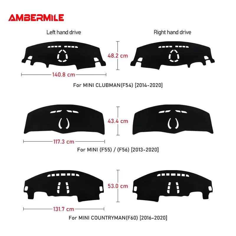 AMBERMILE Flanella per Mini Cooper Clubman F54 F55 F56 F60 Accessori Tappetino Antiscivolo per Auto Tappetino per Cruscotto Pad Tappeto per Cruscotto Copertura