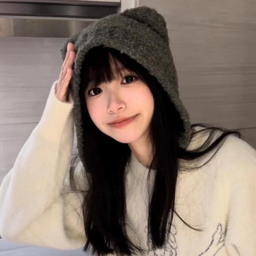 

Защита ушей с рисунком для взрослых, защитная шапка с медвежьими ушками, женская зимняя шапка-бомбер