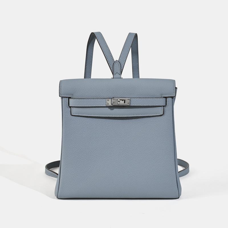 

Ретро кожаный рюкзак женский новый рюкзак из коровьей кожи первого слоя модный универсальный большой вместимости деловая сумка для поездок 22.5*10*22cm озеро синий